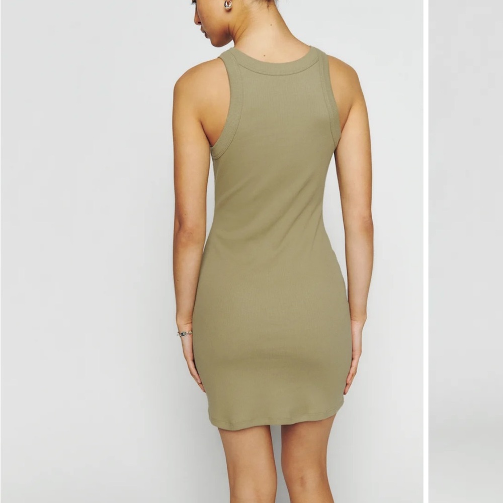 Reformation Loretta Knit Dress Olive Oil - Picture 3 of 3